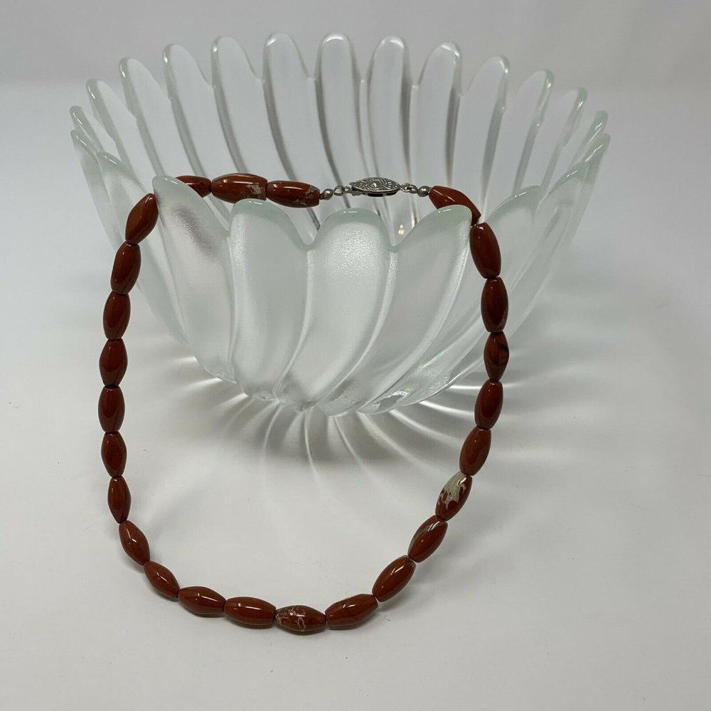 Vintage Polished Stone Necklace Spherical Beads